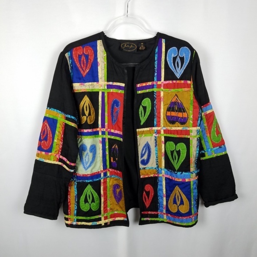 Julia Kin coat silk applique heart motif‎ size Med